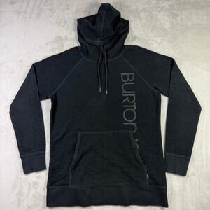 Burton Men’s Black Pullover Hoodie Gray Logo Print Long Sleeve Size L